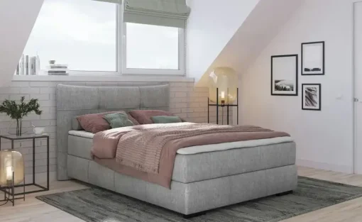 Boxbett mit Stauraum Margam | 140 cm, Silbergrau