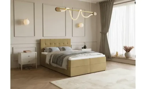 Boxbett mit Stauraum und Topper Dartford | 140x200 cm, Beige