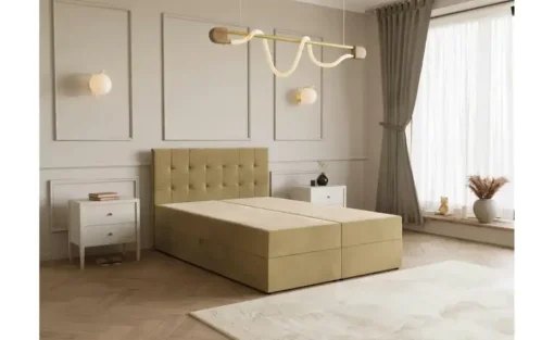 Boxbett mit Stauraum und Topper Dartford | 140x200 cm, Beige