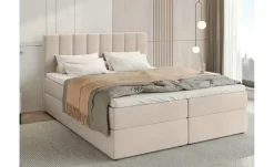 Boxbett mit Stauraum und Topper Devora | 140x200 cm, Creme