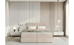Boxbett mit Stauraum und Topper Devora | 140x200 cm, Creme