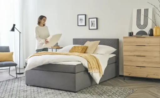 Boxspringbett Countess | 140 cm, Grau | Möbel Höffner