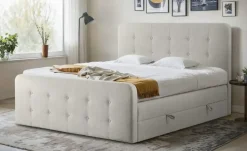 Boxspringbett mit Bettkasten Neapel | Creme, 4 cm