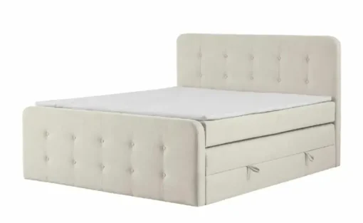 Boxspringbett mit Bettkasten Neapel | Creme, 4 cm