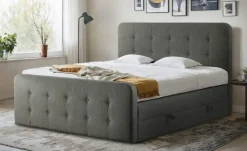 Boxspringbett mit Bettkasten Neapel | Grau, 4 cm