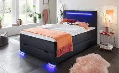 Boxspringbett mit LED-Beleuchtung Knight | Schwarz, 140 cm