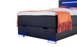 Boxspringbett mit LED-Beleuchtung Knight | Schwarz, 140 cm