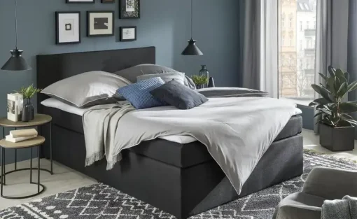 Boxspringbett mit Matratze und Topper, H2 Duke | Anthrazit, 140 cm