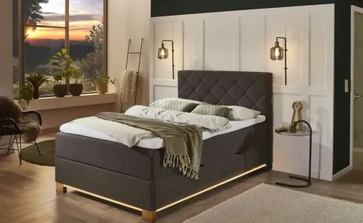 Boxspringbett USB-Anschluss & LED- Beleuchtung  Clara | Anthrazit, 120 cm