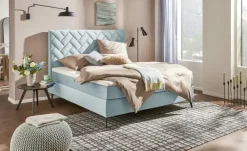 Boxspringbett Weave | Eisblau, 160 cm | Möbel Höffner