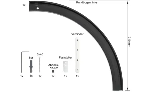 buchheister Rundbogen Level auskl. links | Schwarz