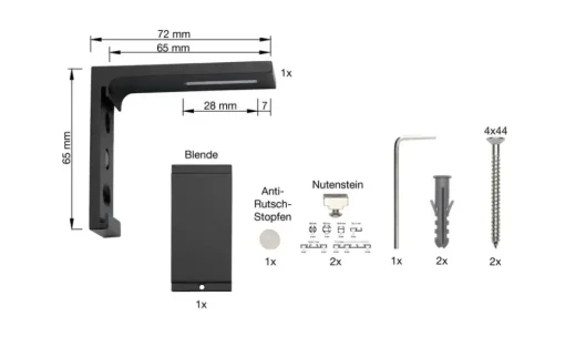 buchheister Universal Wandträger Level | 9,5 cm, 7,1 cm