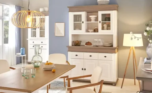 Buffet aus Massivholz Fehmarn | Eiche (Nachbildung), Weiß