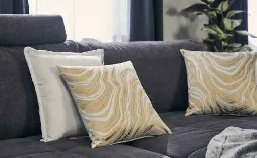 como Kissen Marmor-Optik | Weiß, Goldfarben | Höffner