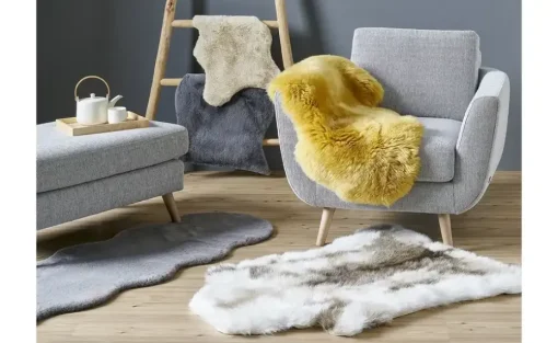 como Kunstfell mit weichem Rücken Doppelfell Bunny-Soft | Grau