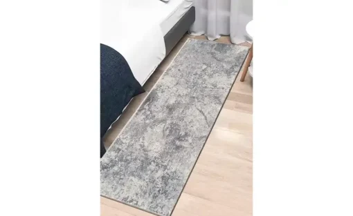 como Kurzflorteppich Velvet | Silbergrau, 66x200 cm