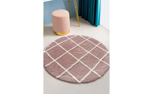 como Tuft-Teppich Mesh | Rosé, Beige, 80x80 cm
