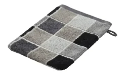 como Waschhandschuh Karo | Hellgrau, Braun, Anthrazit, 16x21 cm