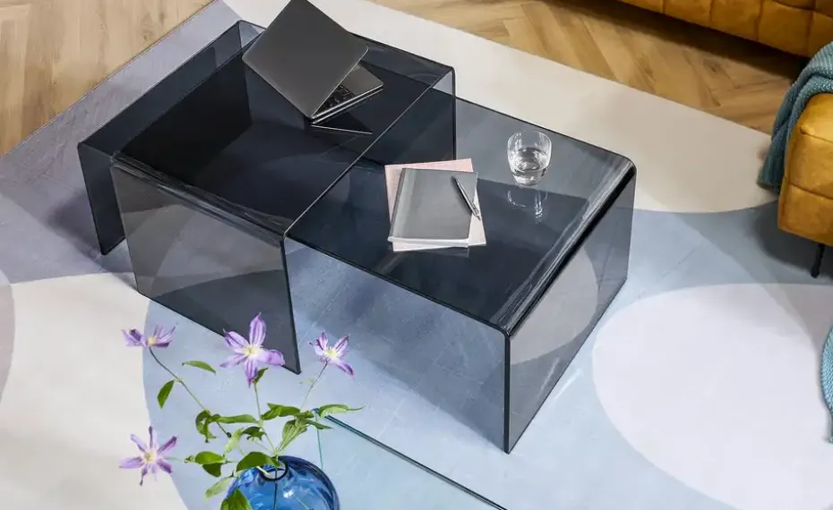 Couchtisch aus Glas Tessera | 108 cm, Grau | Höffner