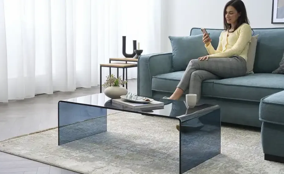 Couchtisch aus Glas Tessera | 108 cm, Grau | Höffner