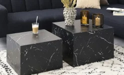 Couchtisch 2er Set Chioggio | Marmoroptik, Schwarz