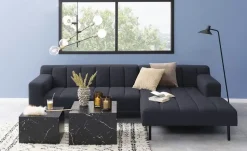 Couchtisch 2er Set Chioggio | Marmoroptik, Schwarz