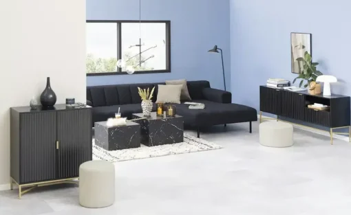 Couchtisch 2er Set Chioggio | Marmoroptik, Schwarz