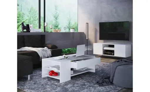 Couchtisch Tindus | Betonoptik, Weiß | Möbel Höffner