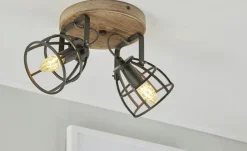Deckenleuchte, 2-flammig, Holz/Metall | Möbel Höffner