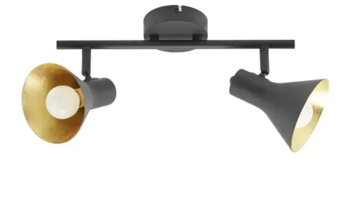 Deckenstrahler, 2-flammig, schwarz/goldfarben | Höffner