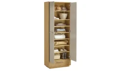 Dielenschrank Longo | Eiche bianco, Taupe, Ohne Schuhroste, mit Kleiderstange