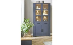 Doppelvitrine Toneo | Eiche (Nachbildung), Dunkelblau