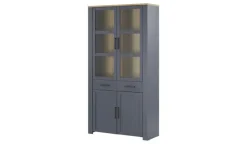 Doppelvitrine Toneo | Eiche (Nachbildung), Dunkelblau