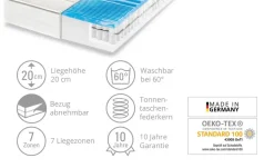 Dreamer eXpress 7-Zonen-Gelart-Tonnentaschenfederkernmatratze Flexo 3 | 100 cm, 200 cm