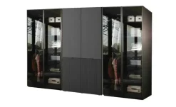 Drehtürenschrank 303 cm breit Sandbox | ohne Beleuchtung, Schwarz, transparent