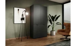 Drehtürenschrank 303 cm breit Sandbox | ohne Beleuchtung, Schwarz, transparent