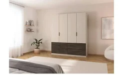 Drehtürenschrank Bolton | Champagner, Dunkelbraun, 4 Stück