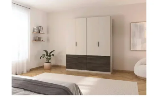 Drehtürenschrank Bolton | Champagner, Dunkelbraun, 4 Stück