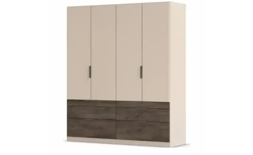 Drehtürenschrank Bolton | Champagner, Dunkelbraun, 4 Stück