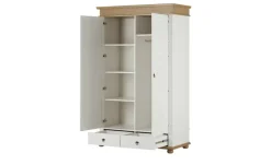 Drehtürenschrank Massivholz Fehmarn | Weiß, Eiche, 2 Stück