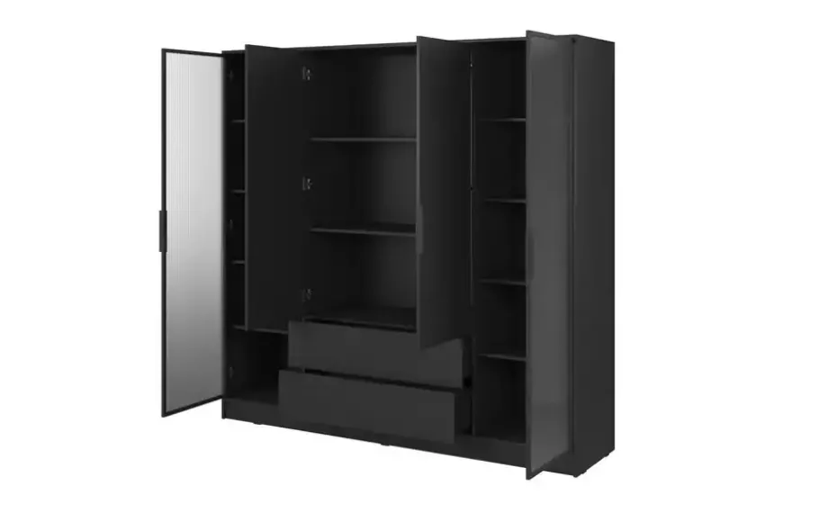 Drehtürenschrank mit 2 Schubladen Lyke | Schwarz