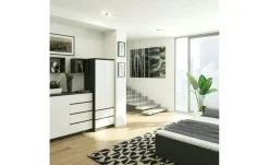 Drehtürenschrank mit 2 Schubladen Sina | Graphit, Weiß