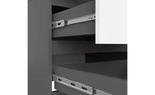 Drehtürenschrank mit 2 Schubladen Sina | Graphit, Weiß