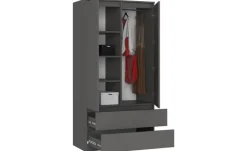 Drehtürenschrank mit 2 Schubladen Oda | Graphit