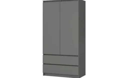 Drehtürenschrank mit 2 Schubladen Oda | Graphit
