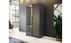 Drehtürenschrank Nelly | mit Spiegel, Graphit | Höffner
