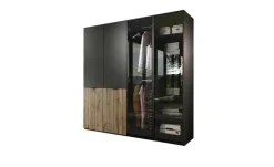 Drehtürenschrank Sandbox | ohne Beleuchtung, Braun, Schwarz, transparent