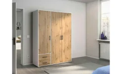 Drehtürenschrank Yarm | Absetzung: Weiß, 140 cm