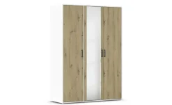 Drehtürenschrank Yarm | Absetzung: Weiß, 140 cm