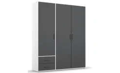 Drehtürenschrank Yarm | Absetzung: Weiß, 140 cm